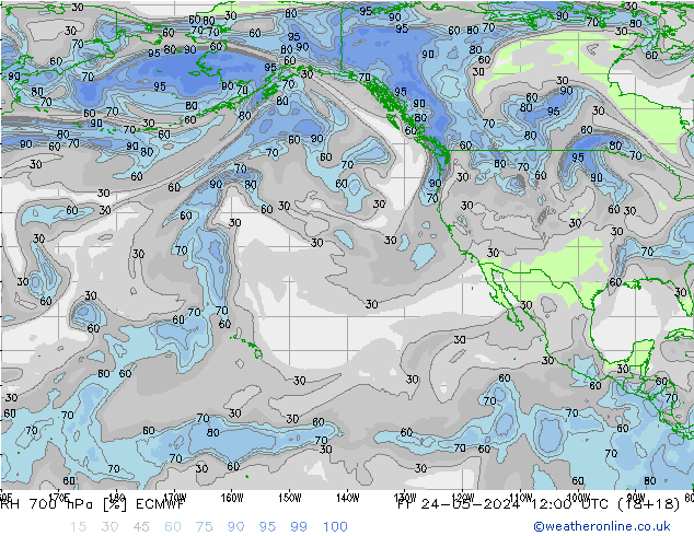 Humidité rel. 700 hPa ECMWF ven 24.05.2024 12 UTC