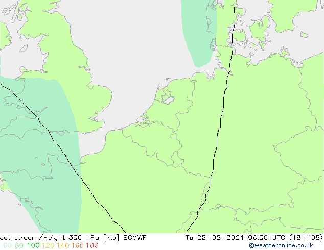 Prąd strumieniowy ECMWF wto. 28.05.2024 06 UTC