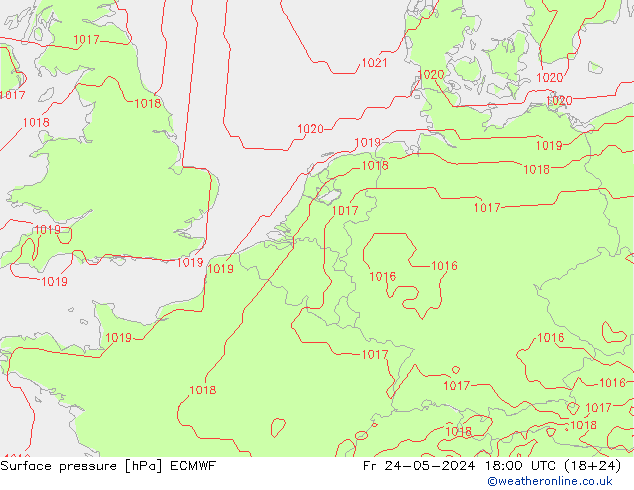 Surface pressure ECMWF Fr 24.05.2024 18 UTC