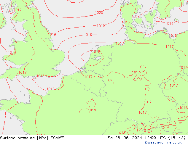 Bodendruck ECMWF Sa 25.05.2024 12 UTC