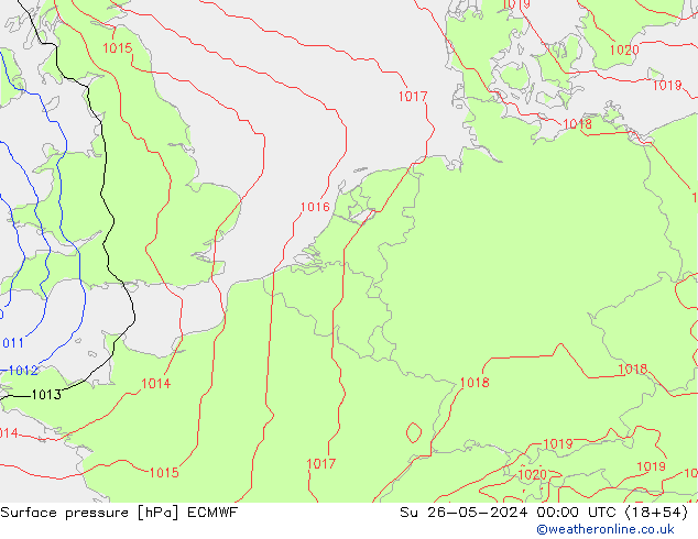 Surface pressure ECMWF Su 26.05.2024 00 UTC