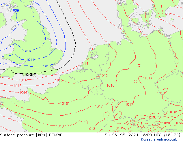 Pressione al suolo ECMWF dom 26.05.2024 18 UTC