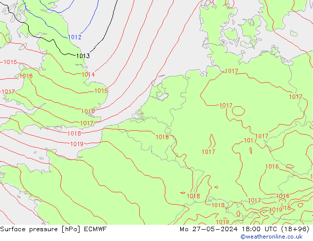 Bodendruck ECMWF Mo 27.05.2024 18 UTC