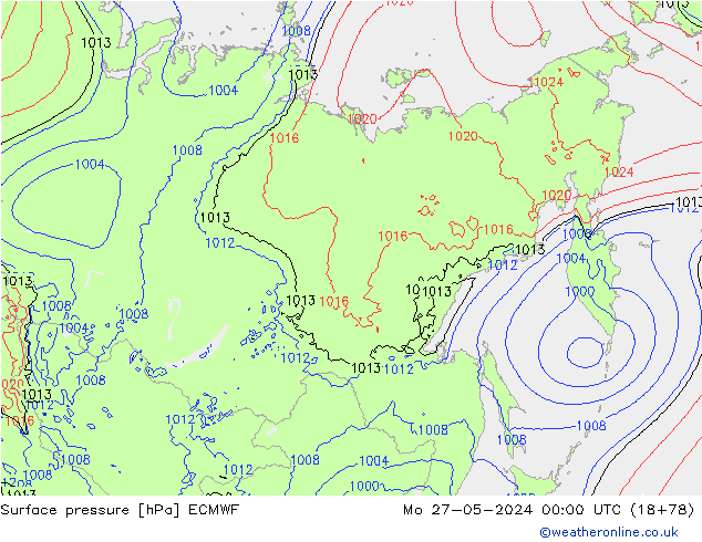 приземное давление ECMWF пн 27.05.2024 00 UTC