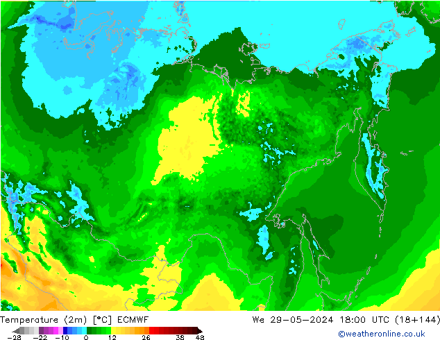 карта температуры ECMWF ср 29.05.2024 18 UTC