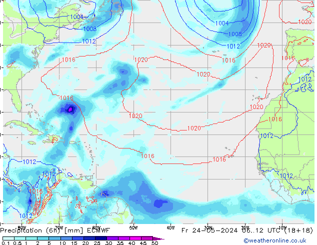 Yağış (6h) ECMWF Cu 24.05.2024 12 UTC