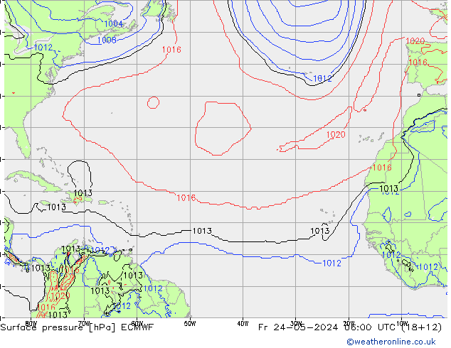 Bodendruck ECMWF Fr 24.05.2024 06 UTC