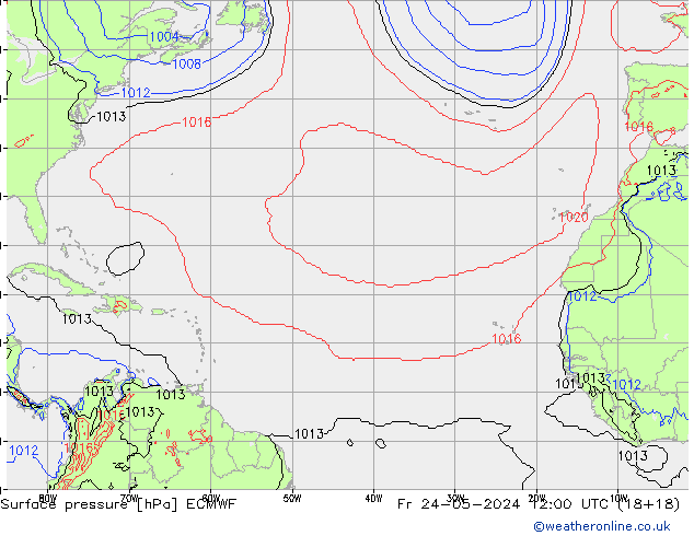 Surface pressure ECMWF Fr 24.05.2024 12 UTC