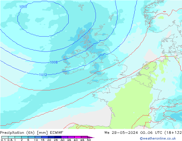 осадки (6h) ECMWF ср 29.05.2024 06 UTC