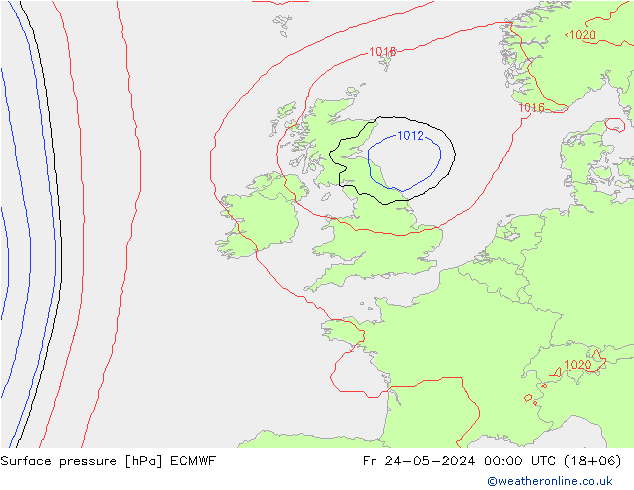 Surface pressure ECMWF Fr 24.05.2024 00 UTC