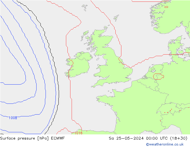 Pressione al suolo ECMWF sab 25.05.2024 00 UTC