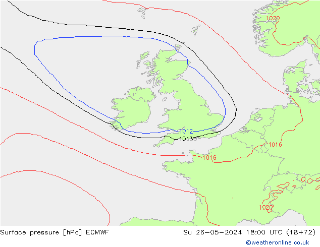 приземное давление ECMWF Вс 26.05.2024 18 UTC