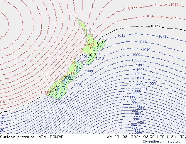 Pressione al suolo ECMWF mer 29.05.2024 06 UTC