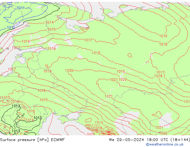 Surface pressure ECMWF We 29.05.2024 18 UTC