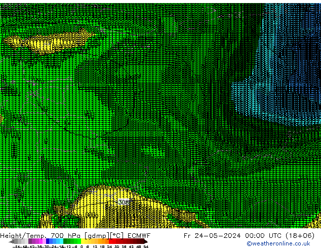 Height/Temp. 700 hPa ECMWF Fr 24.05.2024 00 UTC