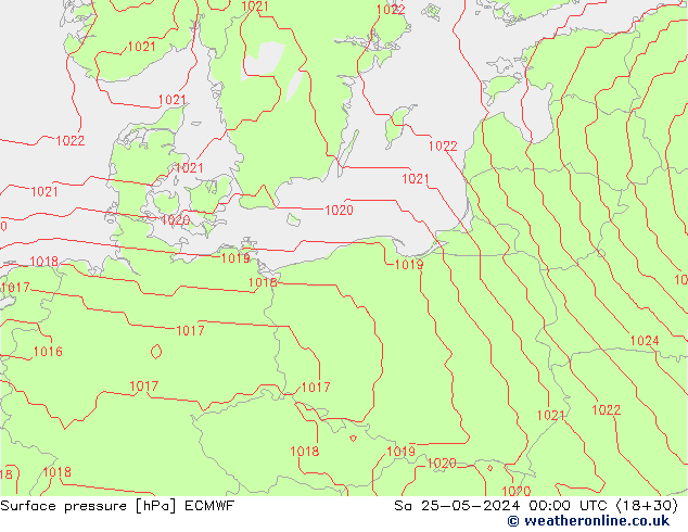 Surface pressure ECMWF Sa 25.05.2024 00 UTC