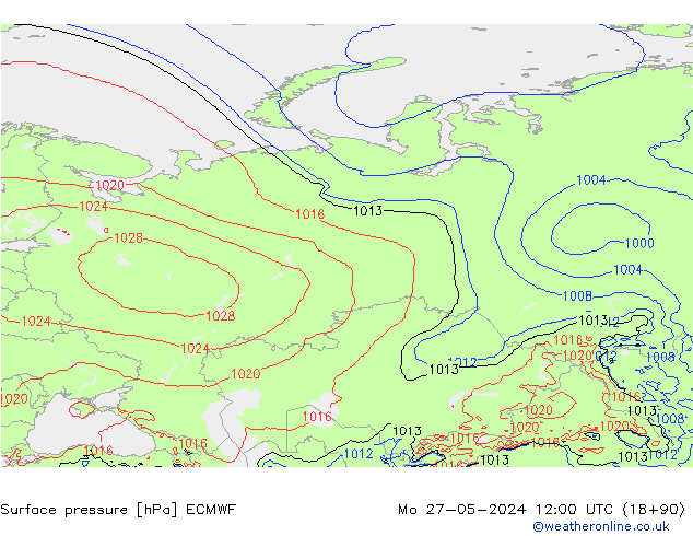 приземное давление ECMWF пн 27.05.2024 12 UTC