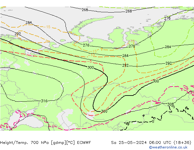 Yükseklik/Sıc. 700 hPa ECMWF Cts 25.05.2024 06 UTC