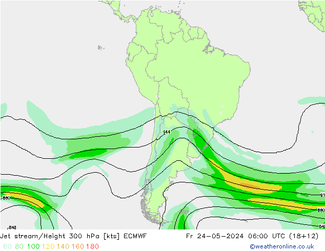 Jet stream/Height 300 hPa ECMWF Fr 24.05.2024 06 UTC