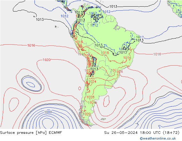 Surface pressure ECMWF Su 26.05.2024 18 UTC