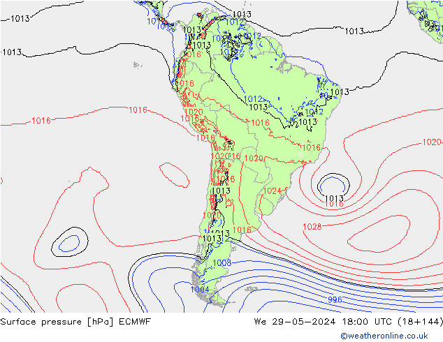 pression de l'air ECMWF mer 29.05.2024 18 UTC