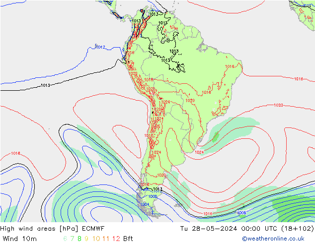 Windvelden ECMWF di 28.05.2024 00 UTC