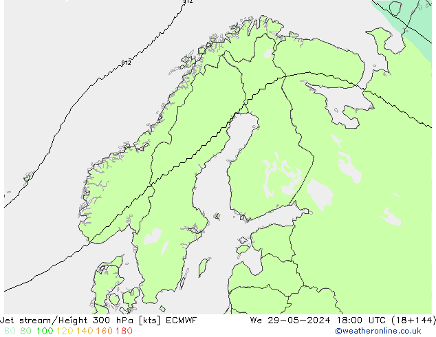 Jet stream/Height 300 hPa ECMWF St 29.05.2024 18 UTC