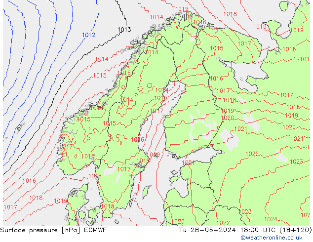 Surface pressure ECMWF Tu 28.05.2024 18 UTC