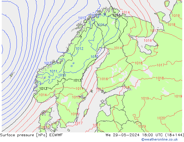 pression de l'air ECMWF mer 29.05.2024 18 UTC