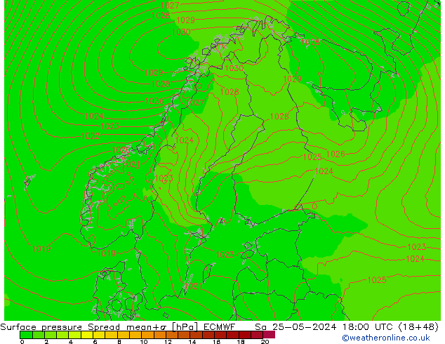 Bodendruck Spread ECMWF Sa 25.05.2024 18 UTC