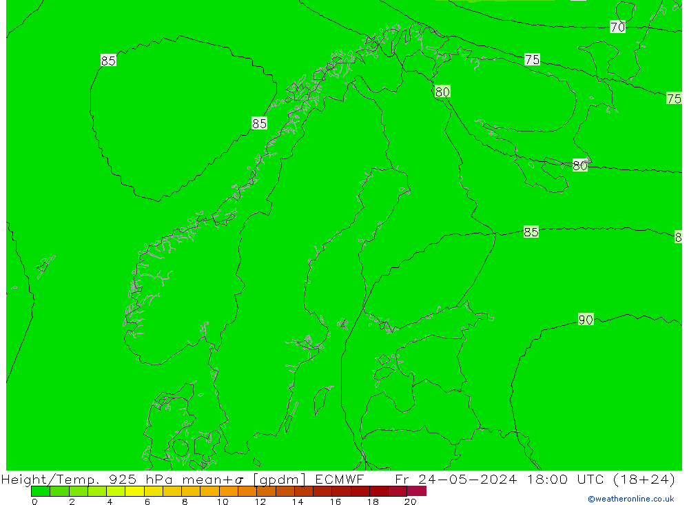 Height/Temp. 925 hPa ECMWF Sex 24.05.2024 18 UTC