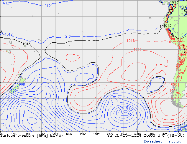 Pressione al suolo ECMWF sab 25.05.2024 00 UTC