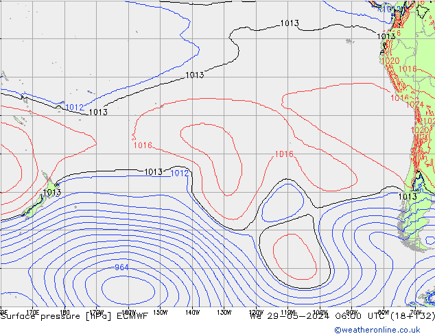 Luchtdruk (Grond) ECMWF wo 29.05.2024 06 UTC