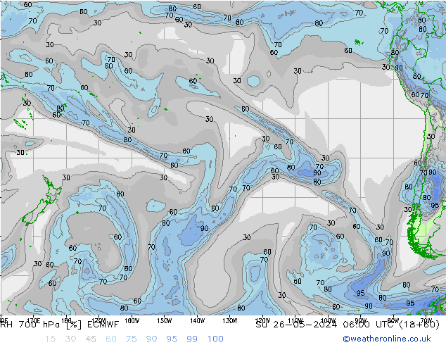 Humidité rel. 700 hPa ECMWF dim 26.05.2024 06 UTC