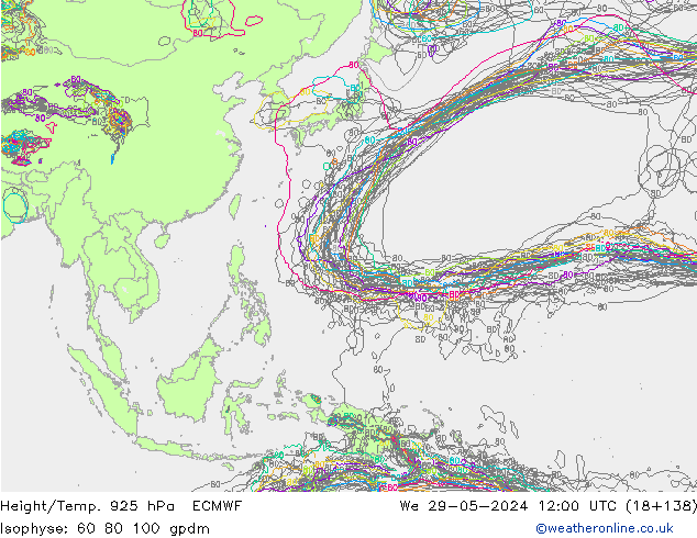 Height/Temp. 925 hPa ECMWF We 29.05.2024 12 UTC