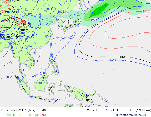 Jet stream/SLP ECMWF We 29.05.2024 18 UTC