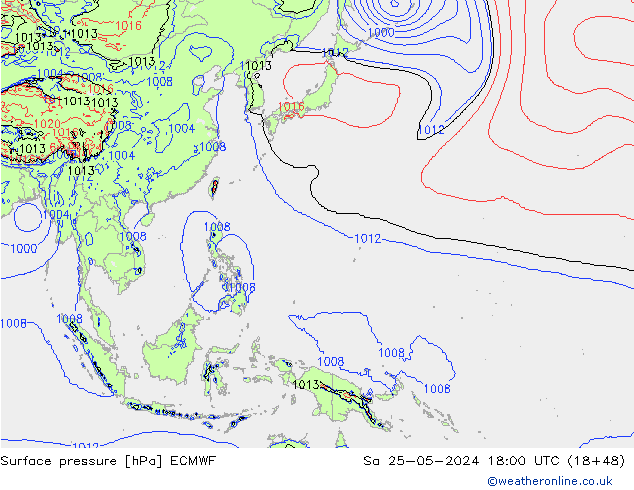 Bodendruck ECMWF Sa 25.05.2024 18 UTC