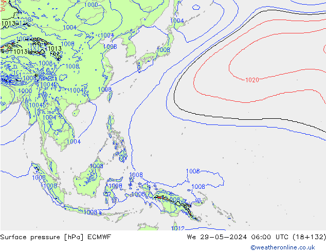 Atmosférický tlak ECMWF St 29.05.2024 06 UTC