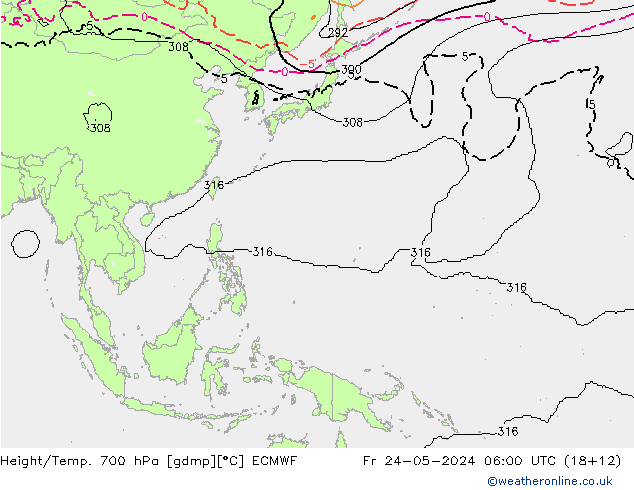 Géop./Temp. 700 hPa ECMWF ven 24.05.2024 06 UTC