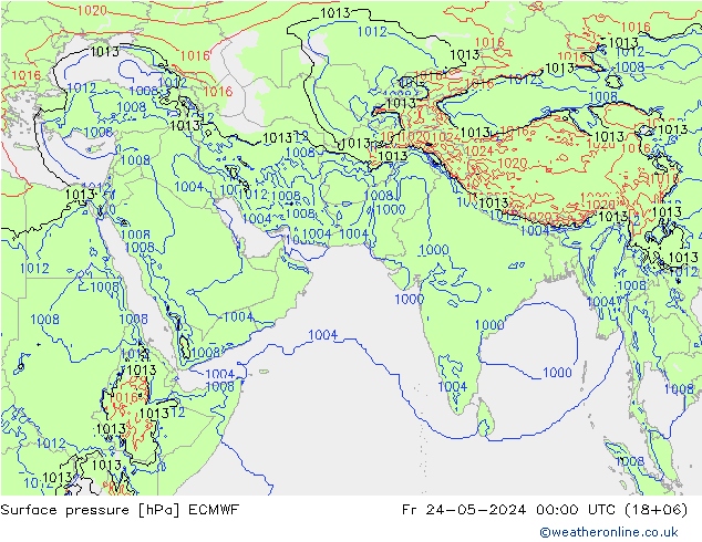 Atmosférický tlak ECMWF Pá 24.05.2024 00 UTC