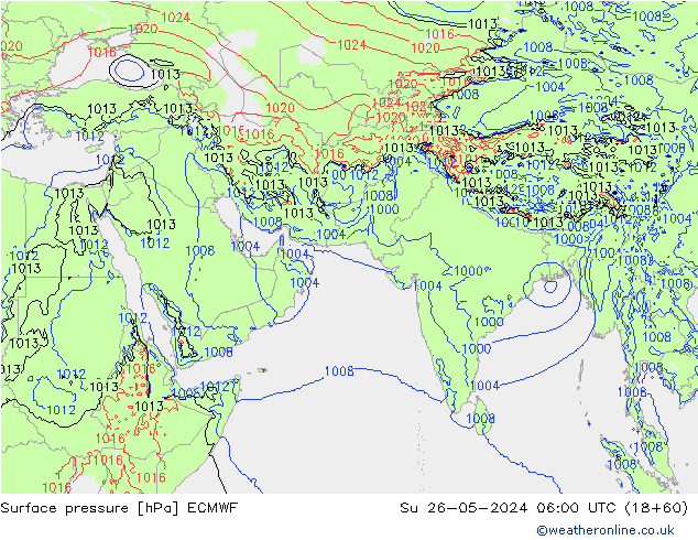 Luchtdruk (Grond) ECMWF zo 26.05.2024 06 UTC