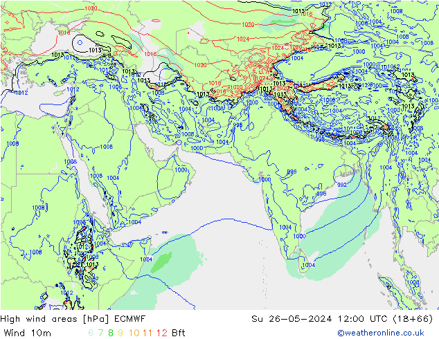 High wind areas ECMWF dom 26.05.2024 12 UTC