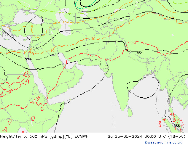 Height/Temp. 500 hPa ECMWF So 25.05.2024 00 UTC