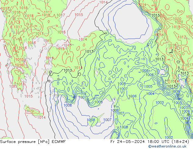 Bodendruck ECMWF Fr 24.05.2024 18 UTC