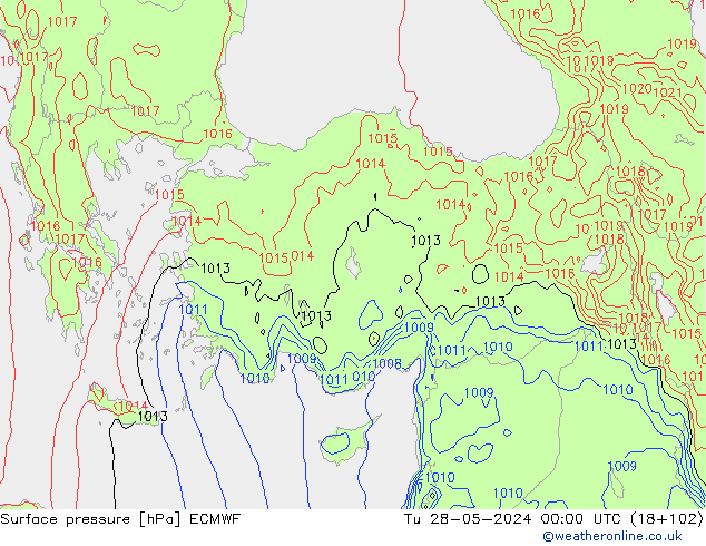 ciśnienie ECMWF wto. 28.05.2024 00 UTC