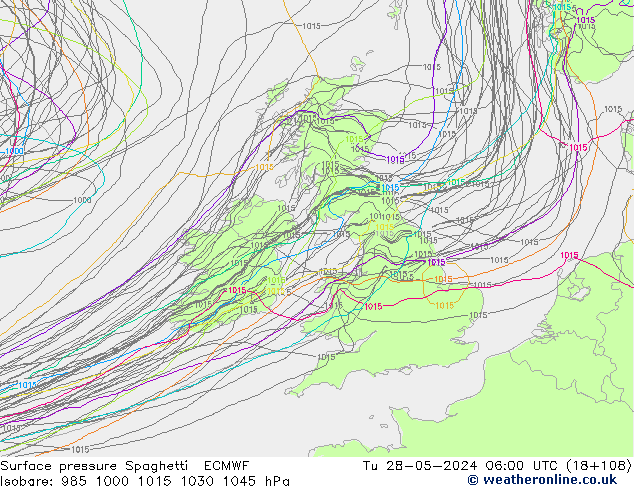 Surface pressure Spaghetti ECMWF Tu 28.05.2024 06 UTC