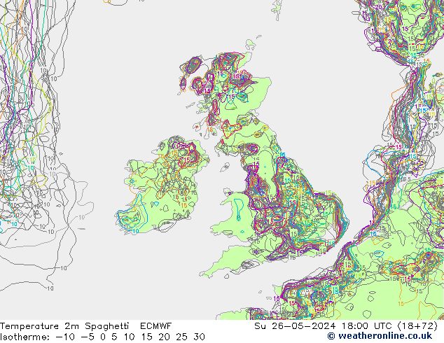 Sıcaklık Haritası 2m Spaghetti ECMWF Paz 26.05.2024 18 UTC