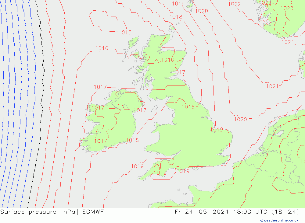 Surface pressure ECMWF Fr 24.05.2024 18 UTC