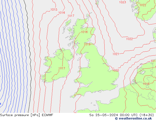 pression de l'air ECMWF sam 25.05.2024 00 UTC