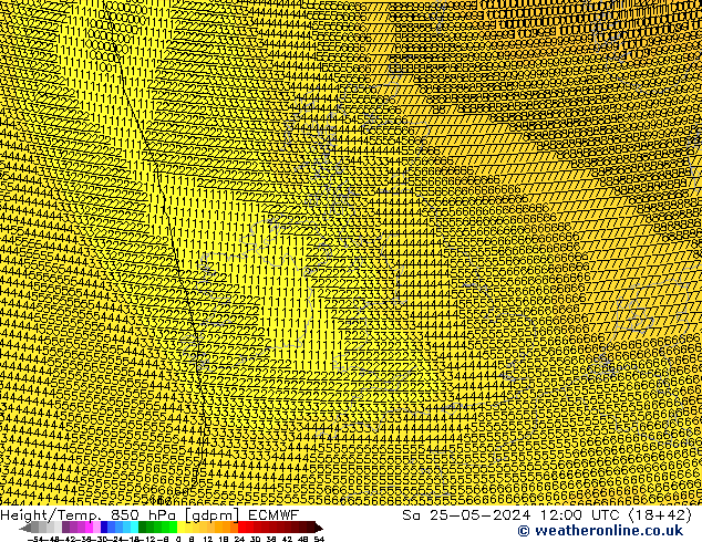 Height/Temp. 850 hPa ECMWF So 25.05.2024 12 UTC